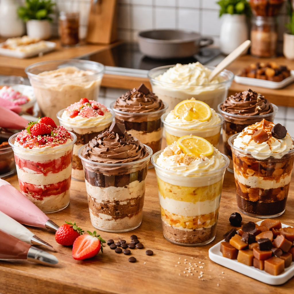 Tipos de cremas+postres en vasitos